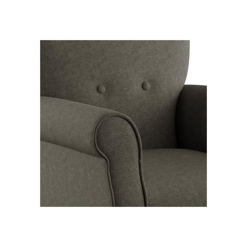 Çiçek Desenli Polyester Kapitoneli Kıvrık Kollu Masif Ahşap Tekli Koltuk - 77 cm - 203760