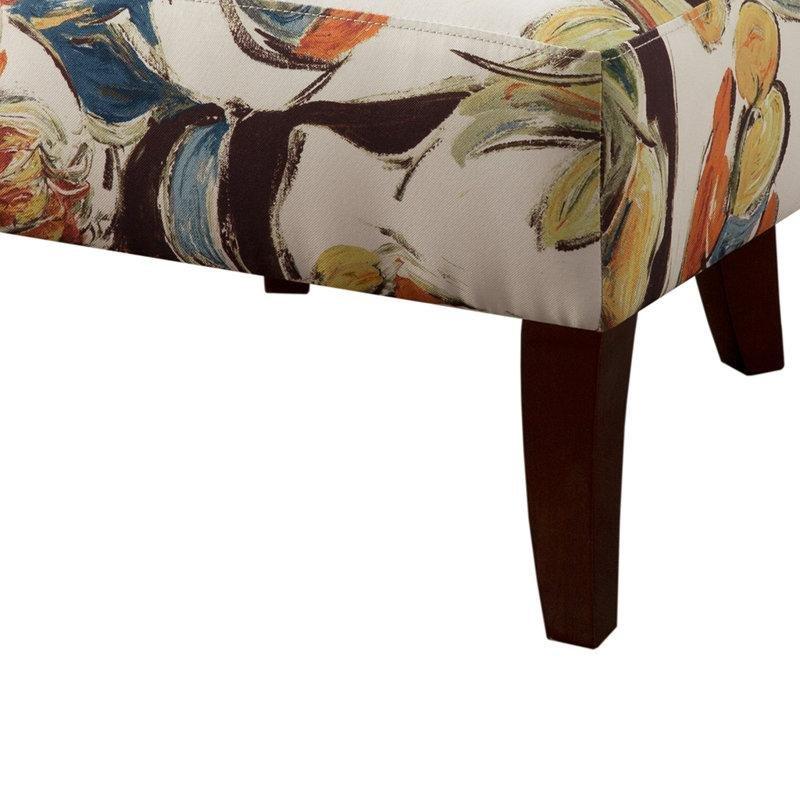 Çiçek Desenli Polyester Kumaş Kapitoneli Masif Ahşap Ayaklı Kulaklı Tekli Koltuk - 74 cm - 205299