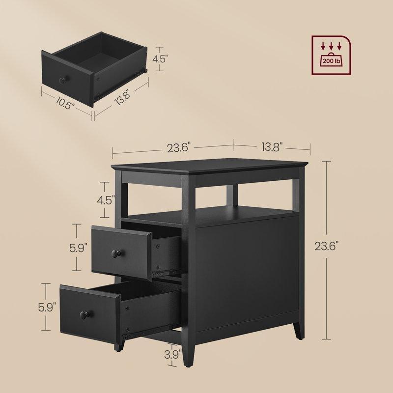 Çiçek Şekilli İki Çekmeceli ve Raflı MDF Komodin - 222758