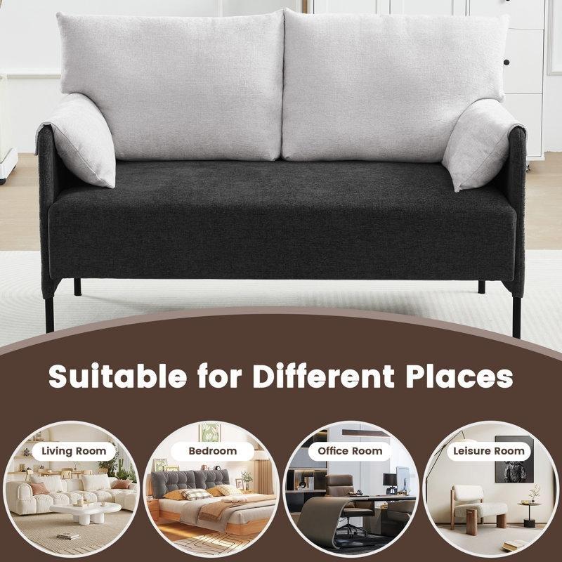 Çift Renkli Ahşap İskeletli Suya Dayanıklı İkili Koltuk - 132 cm - 206692