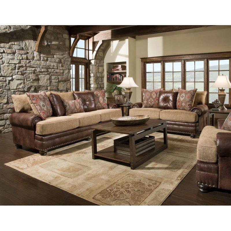 Çift Renkli Suni Deri ve Kumaş Zımba Detaylı Koltuk Takımı - 191233