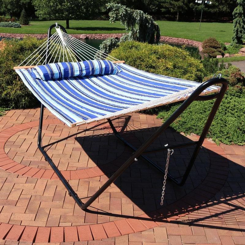 Çizgili Polyester Çift Kişilik Kapitoneli Kayın Ağacı Çubuklu Hamak - 188x140 cm - 178616