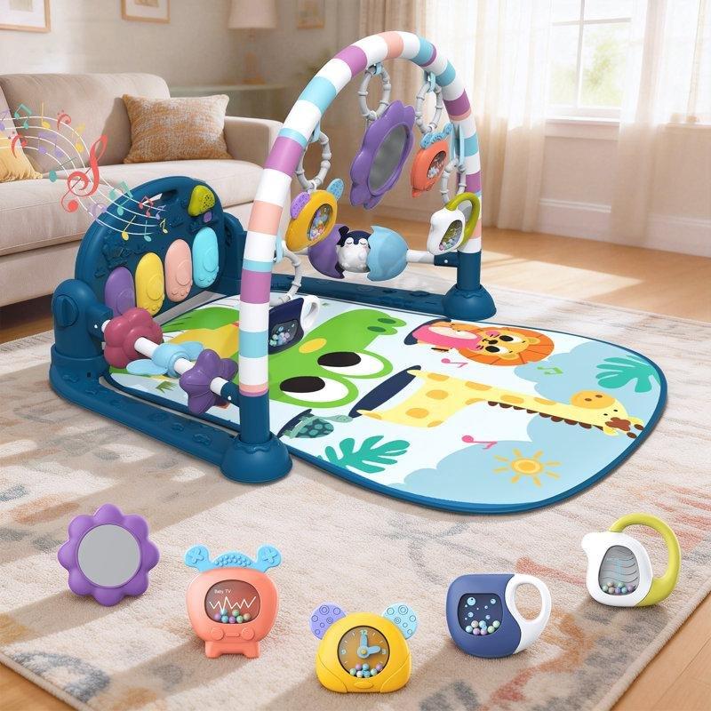 Çok Renkli Plastik Piyanolu Işıklı 5 Oyuncaklı Oyun Halısı - 76x58x41 cm - 182570