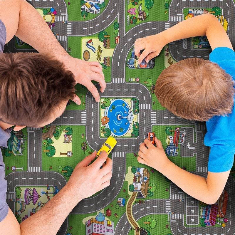 Çok Renkli Şehir Temalı Geçmeli Köpük Puzzle Oyun Halısı - 92x92 cm - 182515