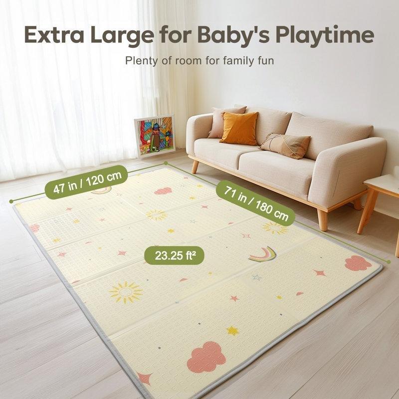 Çok Renkli XPE Köpük Katlanabilir Çift Taraflı Eğitici Oyun Halısı - 120x181 cm - 182511