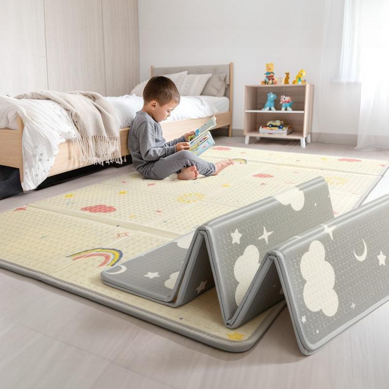 Çok Renkli XPE Köpük Katlanabilir Çift Taraflı Eğitici Oyun Halısı - 120x181 cm - 182511