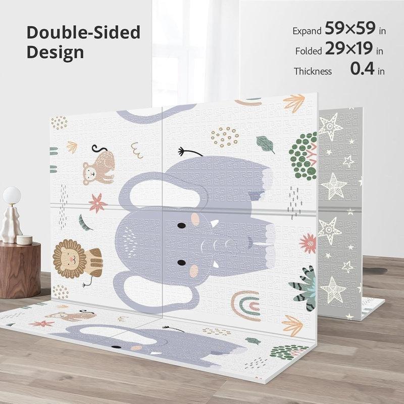 Çok Renkli XPE Köpük Katlanabilir Çift Taraflı Oyun Halısı - 150x150 cm - 182362