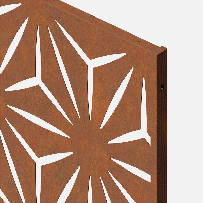 Corten Çelik Blok Desenli Ayaklı Bahçe Paravanı - 194x115 cm - 172873