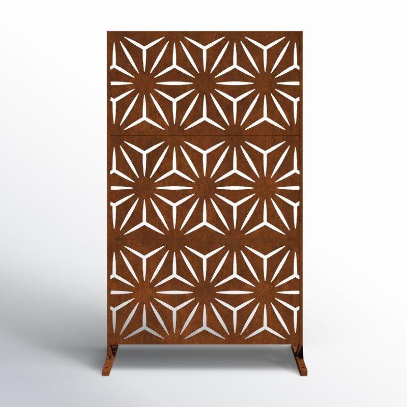 Corten Çelik Blok Desenli Ayaklı Bahçe Paravanı - 194x115 cm - 172873