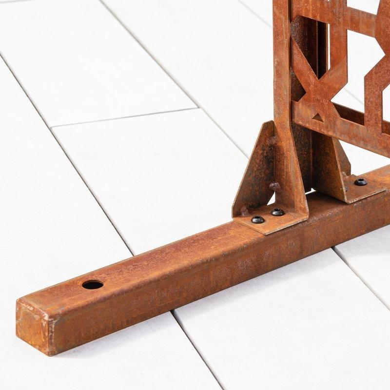 Corten Çelik Geometrik Desenli Ayaklı Paravan - 194x115 cm - 184431