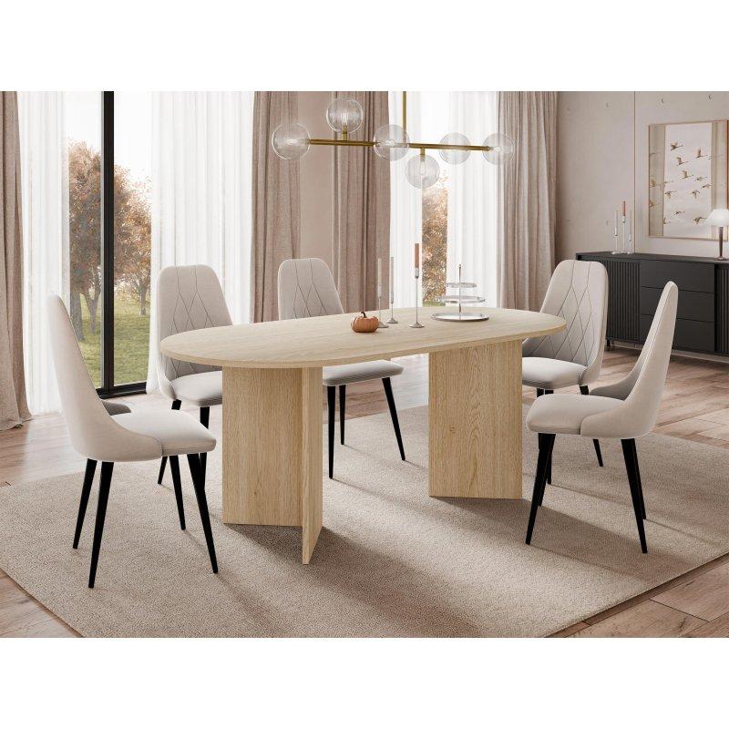 Cremona Meşe Lamine Levha Sabit Bohem Yemek Masası - 185x90 cm - 236913
