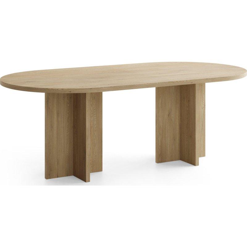 Cremona Meşe ve Siyah Ahşap Oval Çapraz Ayaklı Bohem Yemek Masası - 204x90 cm - 235613