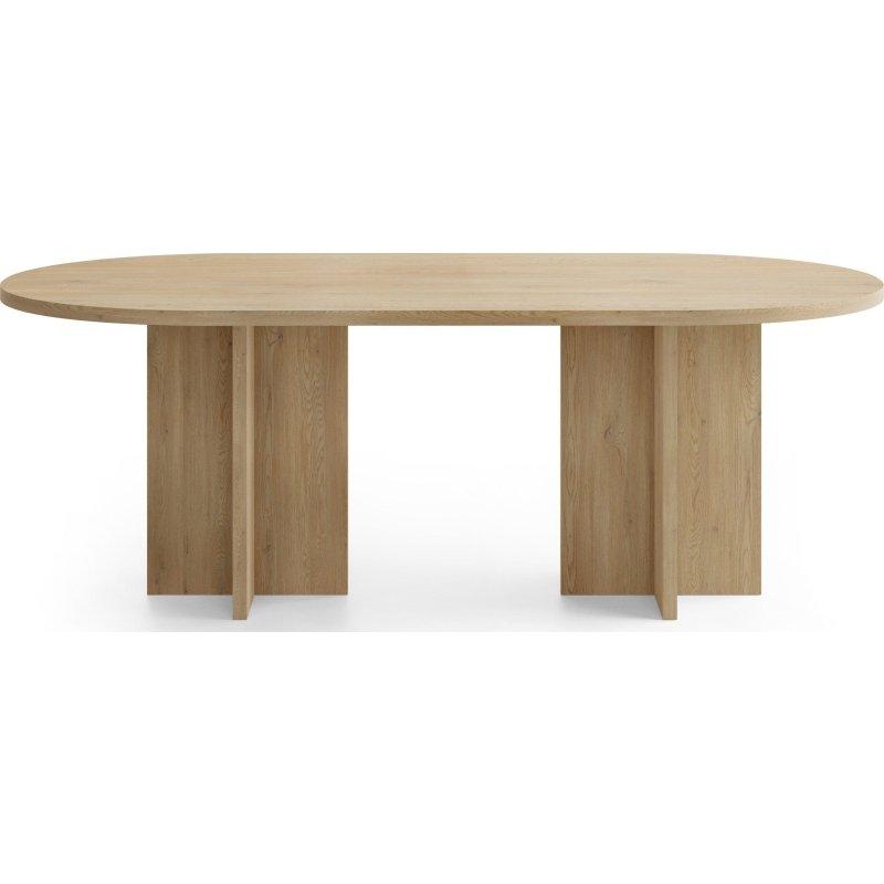Cremona Meşe ve Siyah Ahşap Oval Çapraz Ayaklı Bohem Yemek Masası - 204x90 cm - 235613