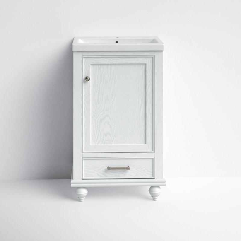 Damarlı Beyaz Masif Ahşap Çekmeceli Ayaklı Banyo Lavabo Dolabı - 52 cm - 201614