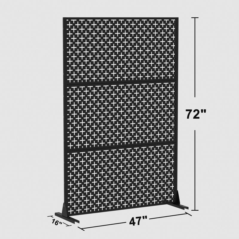 Dane Desenli Siyah Çelik Hava Koşullarına Dayanıklı Bahçe Paravanı - 183x120 cm - 172839