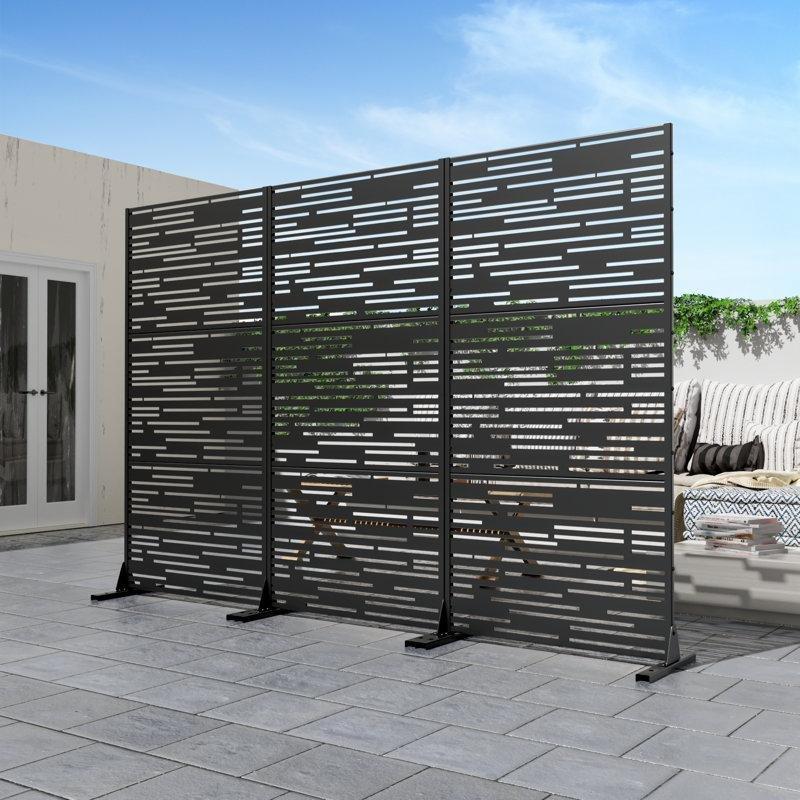 Dekoratif Desenli Metal Ayaklı Bahçe Paravanı - 183x120 cm - 173147