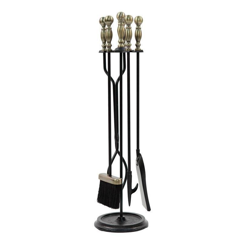 Demir 4 Parça Yuvarlak Tabanlı Şömine Maşa Takımı - 77 cm - 188741