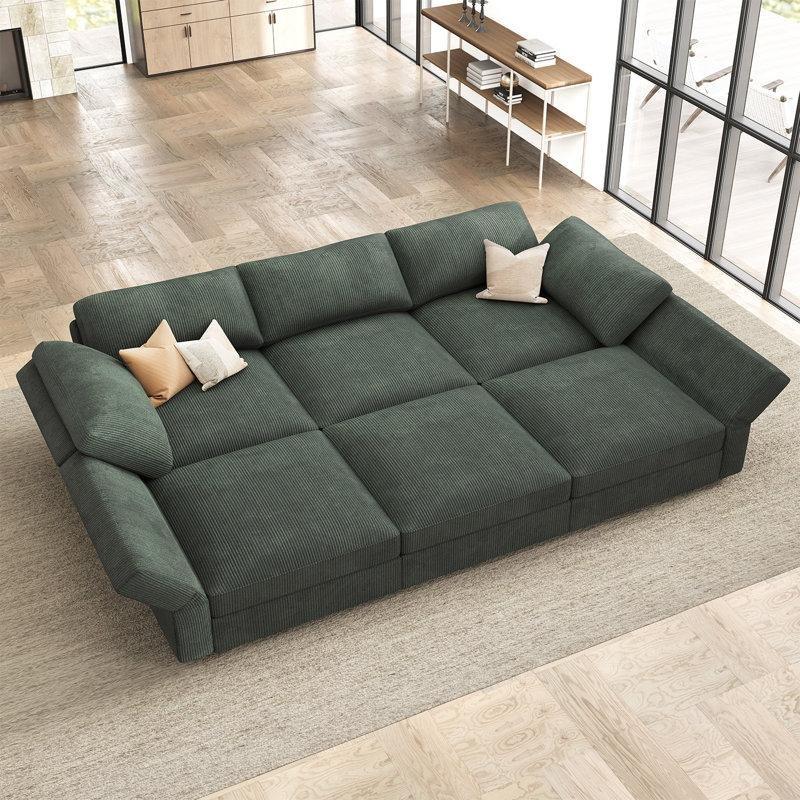 Depolama Alanlı Fitilli Kumaş Modüler U Köşe Koltuk Takımı - 300x195 cm - 194420