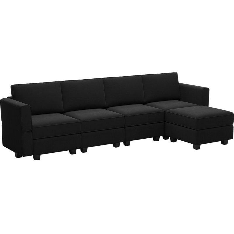 Depolama Alanlı Kadife Modüler 4 Kişilik Köşe Koltuk - 297 cm - 193570