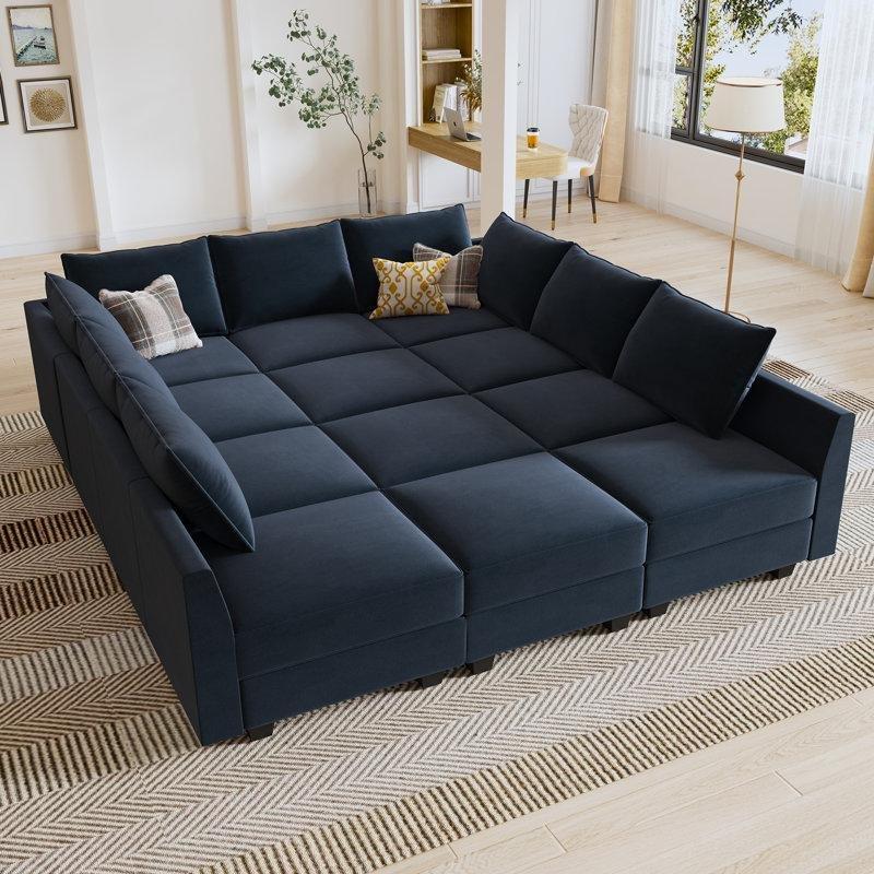 Depolamalı Modüler U Şekilli Kadife Köşe Koltuk Takımı - 351x273 cm - 192885