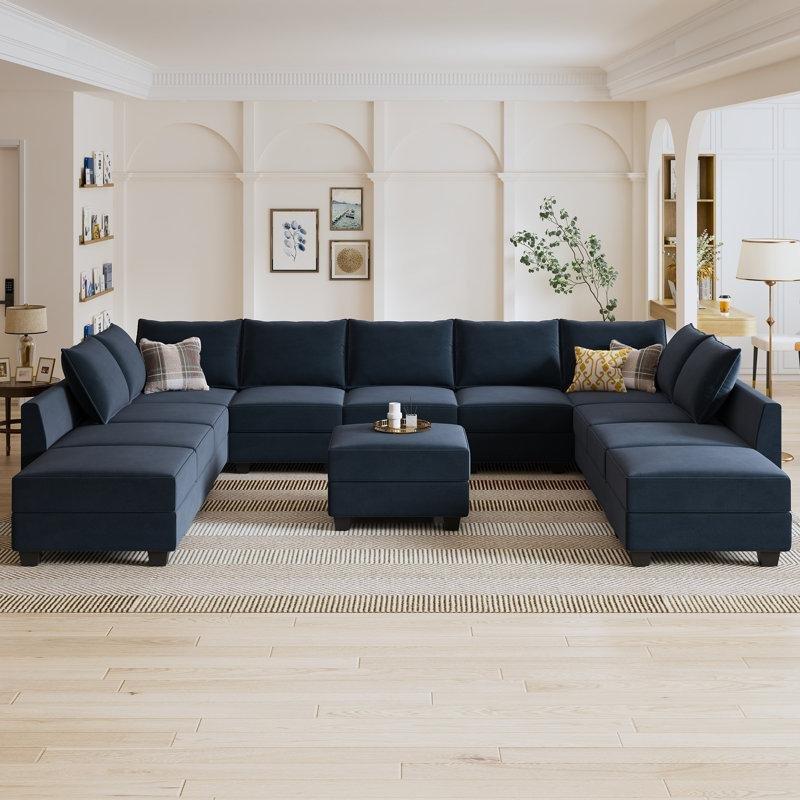 Depolamalı Modüler U Şekilli Kadife Köşe Koltuk Takımı - 351x273 cm - 192885