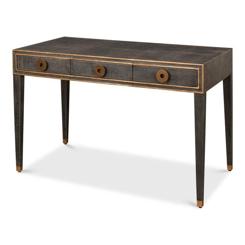 Deri Kaplama Demir Ayaklı 3 Çekmeceli Vintage Çalışma Masası - 125x61 cm - 234318