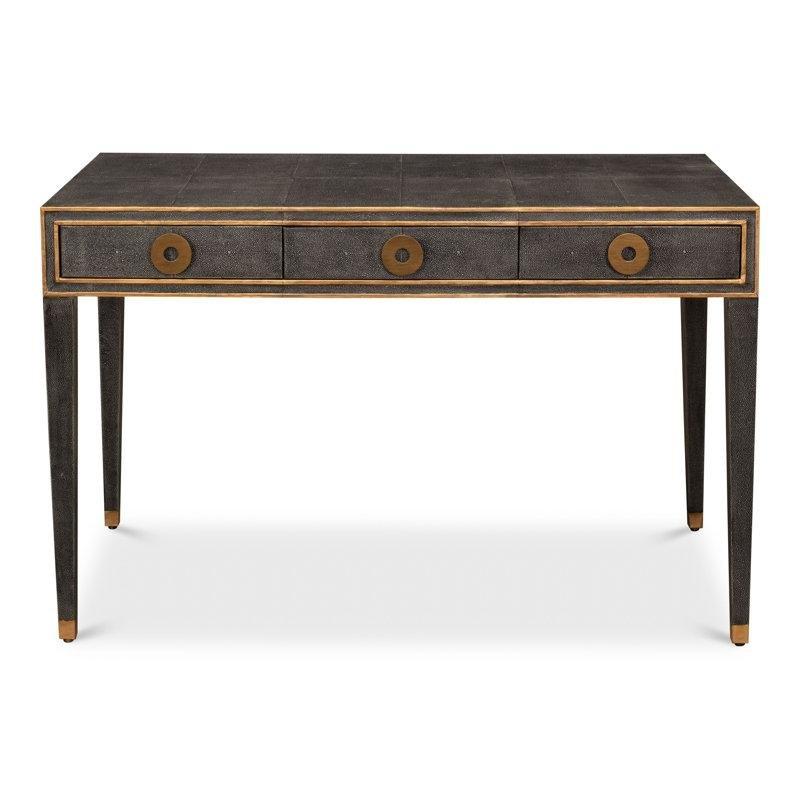 Deri Kaplama Demir Ayaklı 3 Çekmeceli Vintage Çalışma Masası - 125x61 cm - 234318