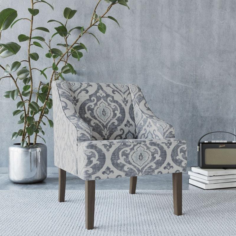 Desenli Pamuk Kumaş Masif Ahşap Kollu Tekli Koltuk - 64x71x85 cm - 205133