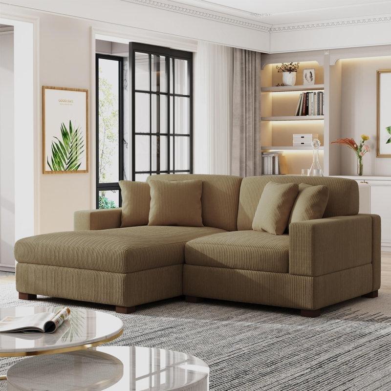 Deve Tüyü Fitilli Kadife Sola Uzanmalı Modüler Köşe Koltuk - 213 cm - 194345