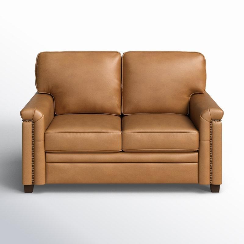 Deve Tüyü Hakiki Deri Zımba Detaylı Ahşap Ayaklı İkili Koltuk - 143 cm - 197034