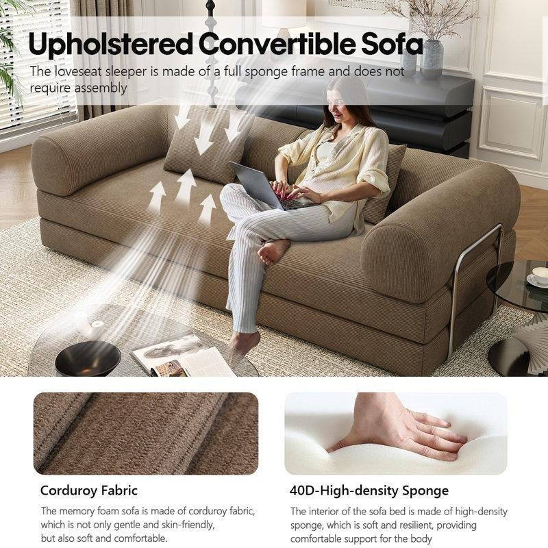 Deve Tüyü Kadife Kumaş Modüler 4ü 1 Arada Yataklı Koltuk - 201 cm - 197213