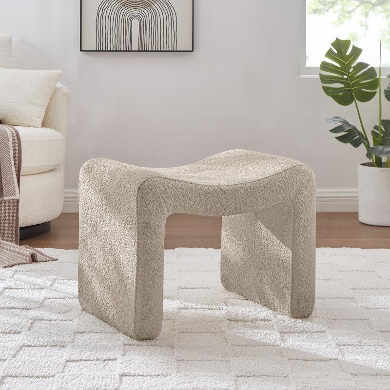 Deve Tüyü Masif Ahşap Ayaklı Puf - 55 cm - 164779