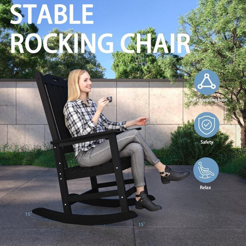 Dış Mekan Yüksek Sırtlı HDPE Adirondack Sallanan Sandalye - 219018