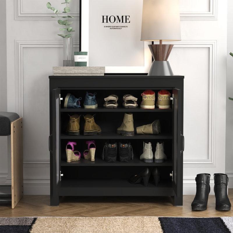 Doğal Ahşap Dokulu 2 Kapaklı Ayarlanabilir Raflı Ayakkabılık - 79x35x77 cm - 229951