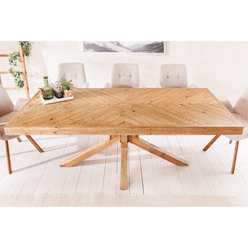 Doğal Ahşap Geri Dönüştürülmüş Masif Çam Yıldız Ayaklı Bohem Yemek Masası - 160 cm - 236965