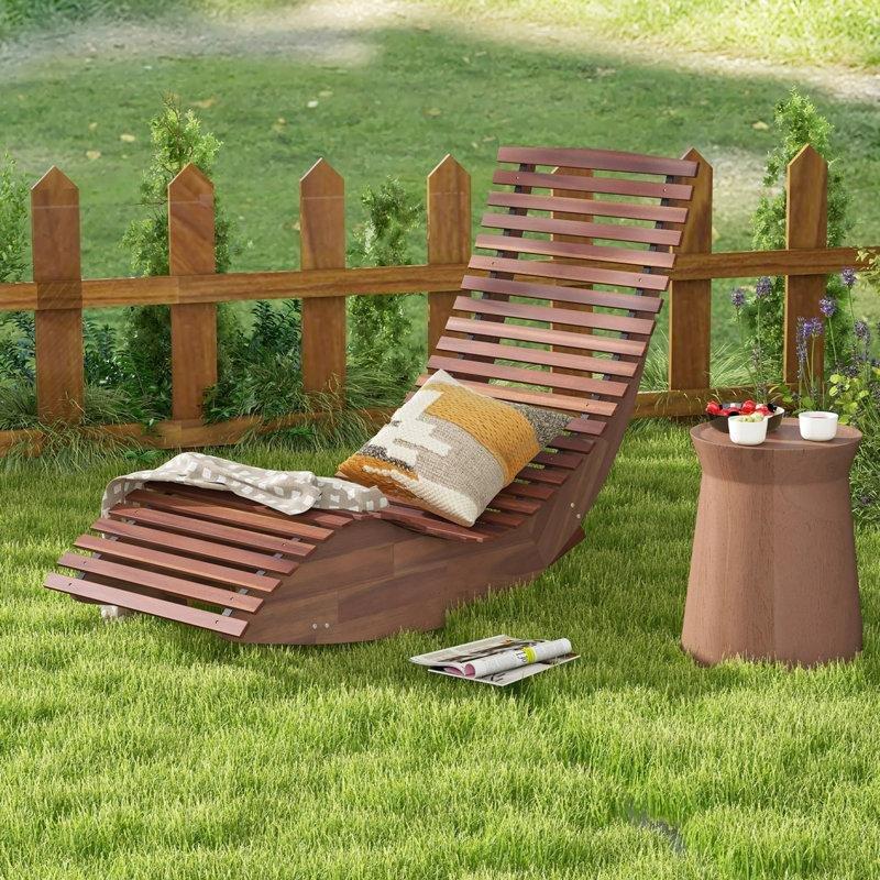 Doğal Ahşap Masif Akasya Ergonomik Lata Tasarım Şezlong - 158 cm - 171498