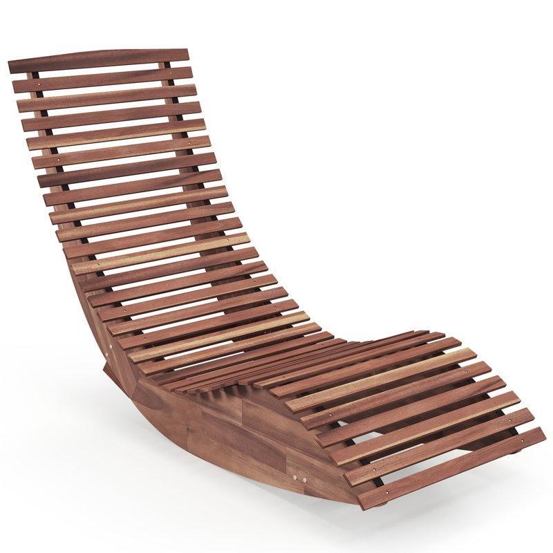Doğal Ahşap Masif Akasya Ergonomik Lata Tasarım Şezlong - 158 cm - 171498