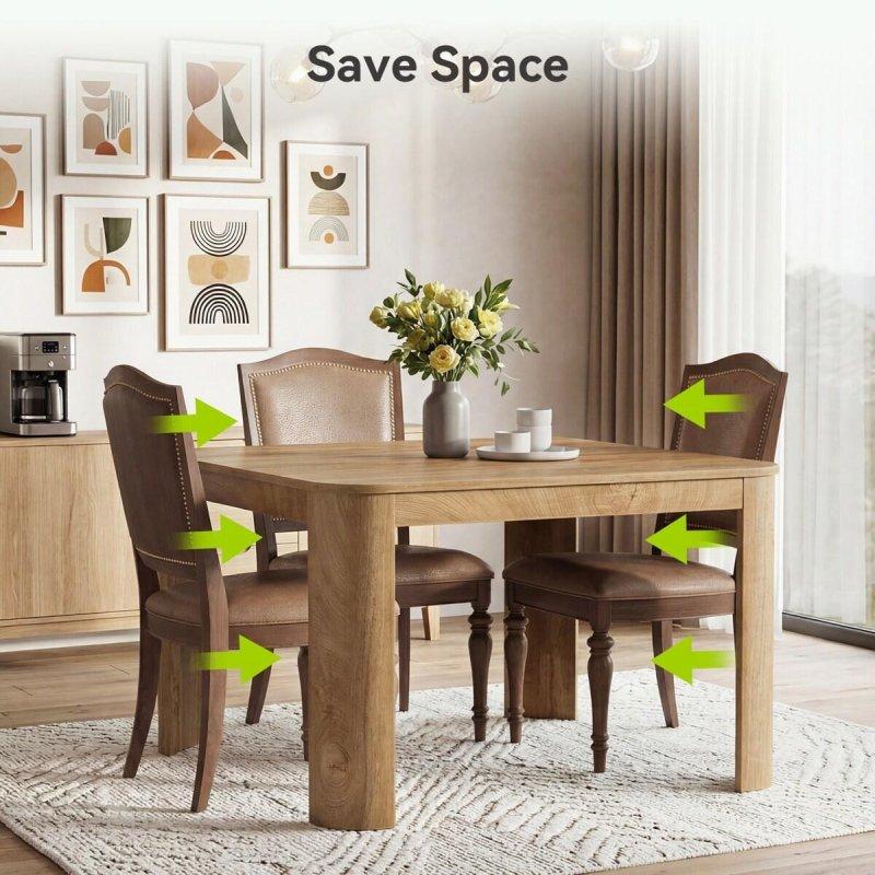Doğal Ahşap MDF ve Metal Yuvarlak Köşeli Kare Bohem Yemek Masası - 120x120 cm - 237682