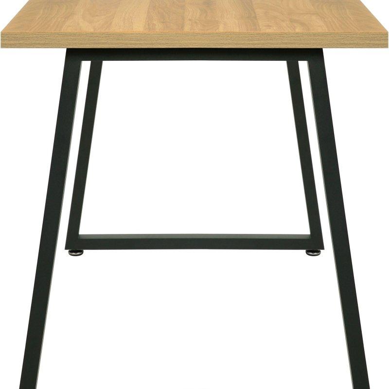 Doğal Ahşap Rengi Ahşap Kompozit Tablalı Metal Kızak Ayaklı Bohem Yemek Masası - 120x70 cm - 236885