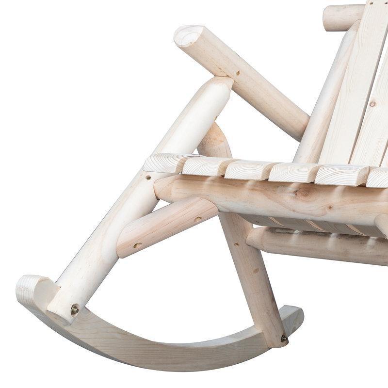 Doğal Ahşap Rengi Masif Köknar Ağacı Ergonomik Latalı Sallanan Sandalye - 218665