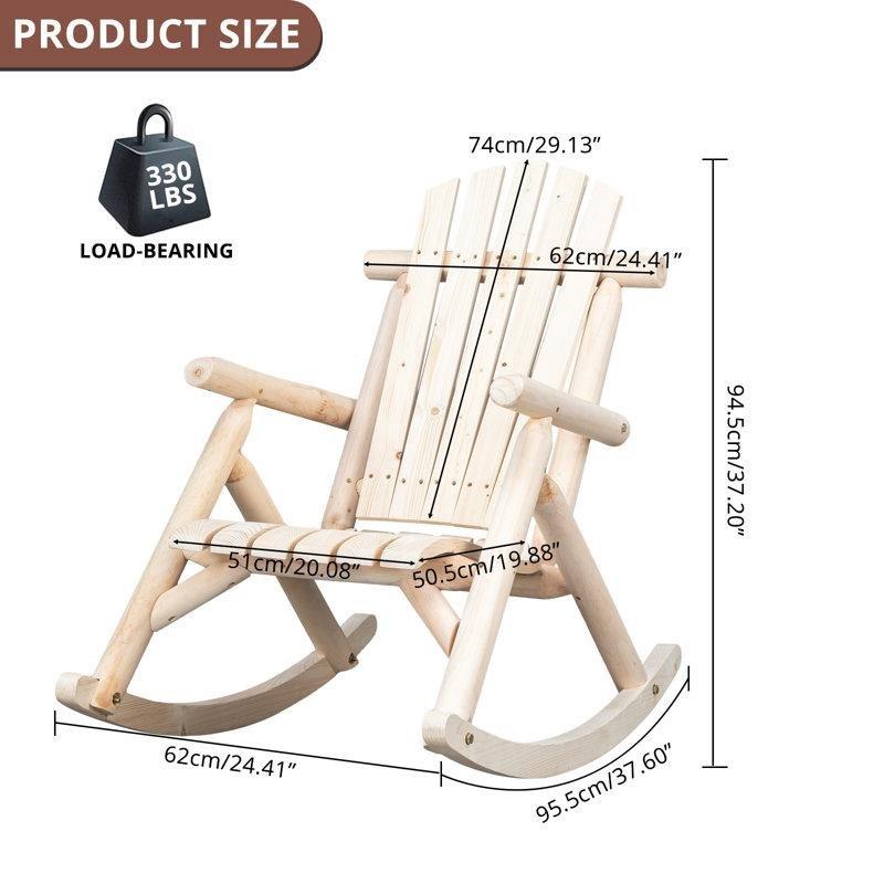 Doğal Ahşap Rengi Masif Köknar Ağacı Ergonomik Latalı Sallanan Sandalye - 218665