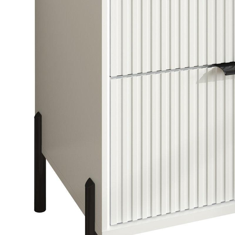 Doğal Ahşap Rengi ve Siyah Metal Ayaklı İki Çekmeceli Komodin - 55 cm - 224227