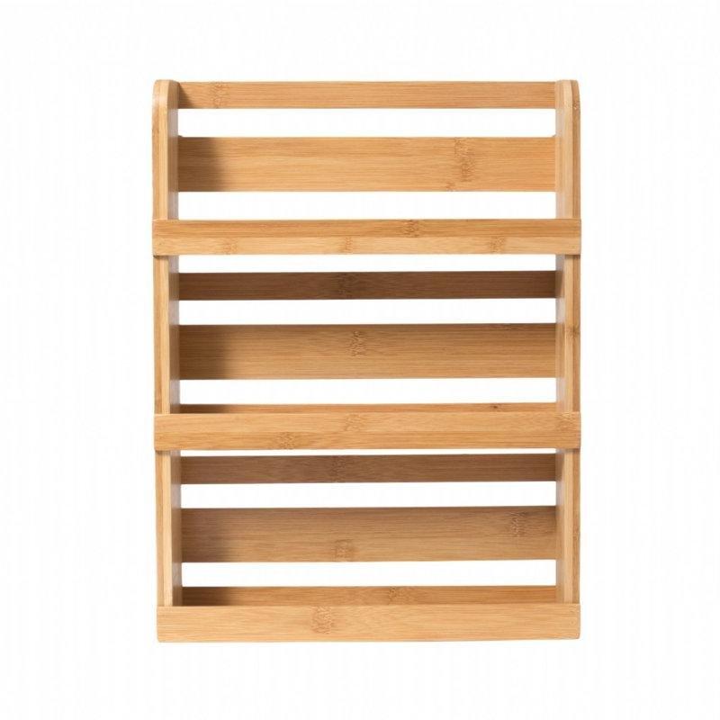 Doğal Bambu 3 Katlı Duvara Monte Edilebilir Mutfak Rafı ve Baharatlık - 41x31x7 cm - 163732