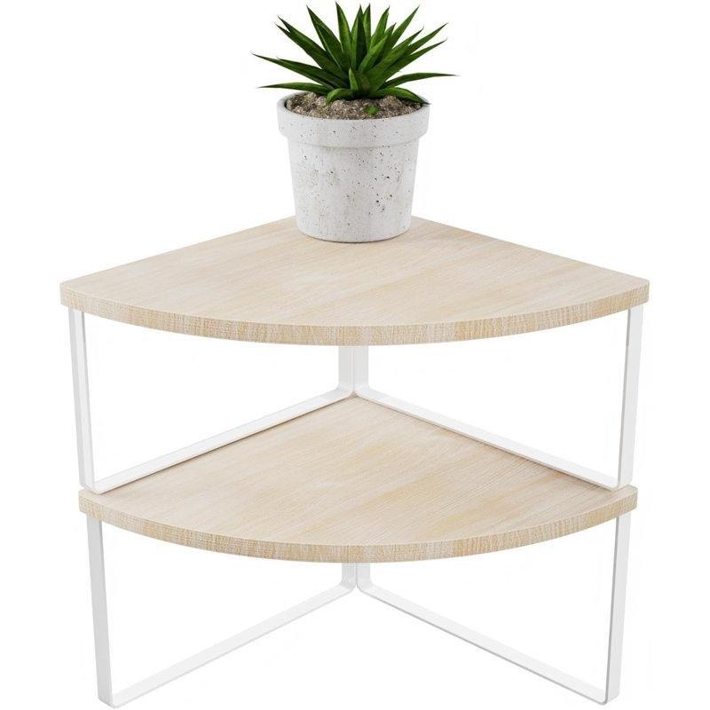 Doğal Bej Ahşap ve Metal Ayarlanabilir İstiflenebilir Köşe Dolap İçi Raf - 30x26x26 cm - 183368