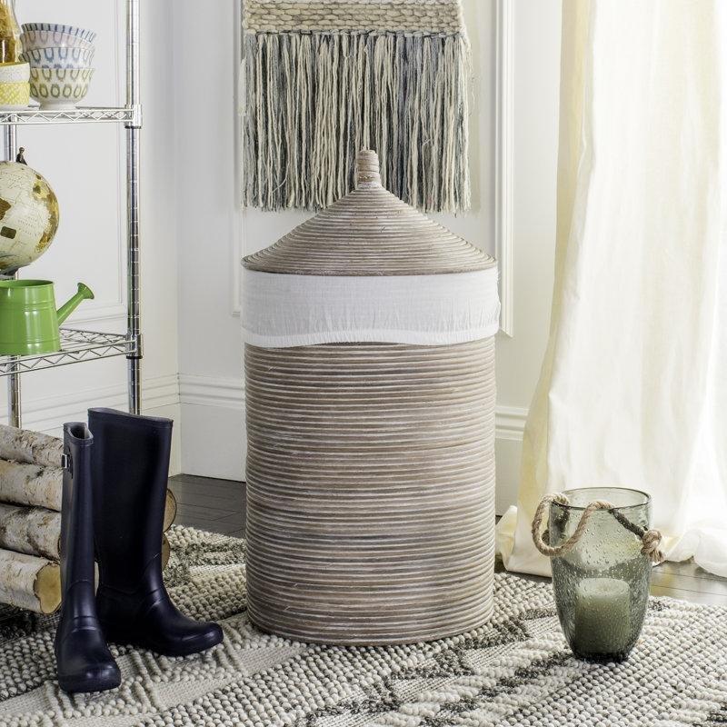 Doğal Beyaz Rattan Çıkarılabilir Astarlı Kapaklı Çamaşır Sepeti - 84x50x50 cm - 187630
