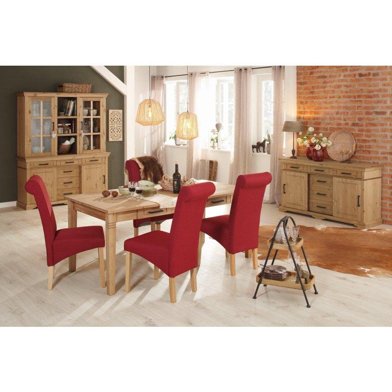 Doğal Çam Ağacı 6 Çekmeceli Siyah Metal Kulplu Bohem Yemek Masası - 180x90 cm - 236860