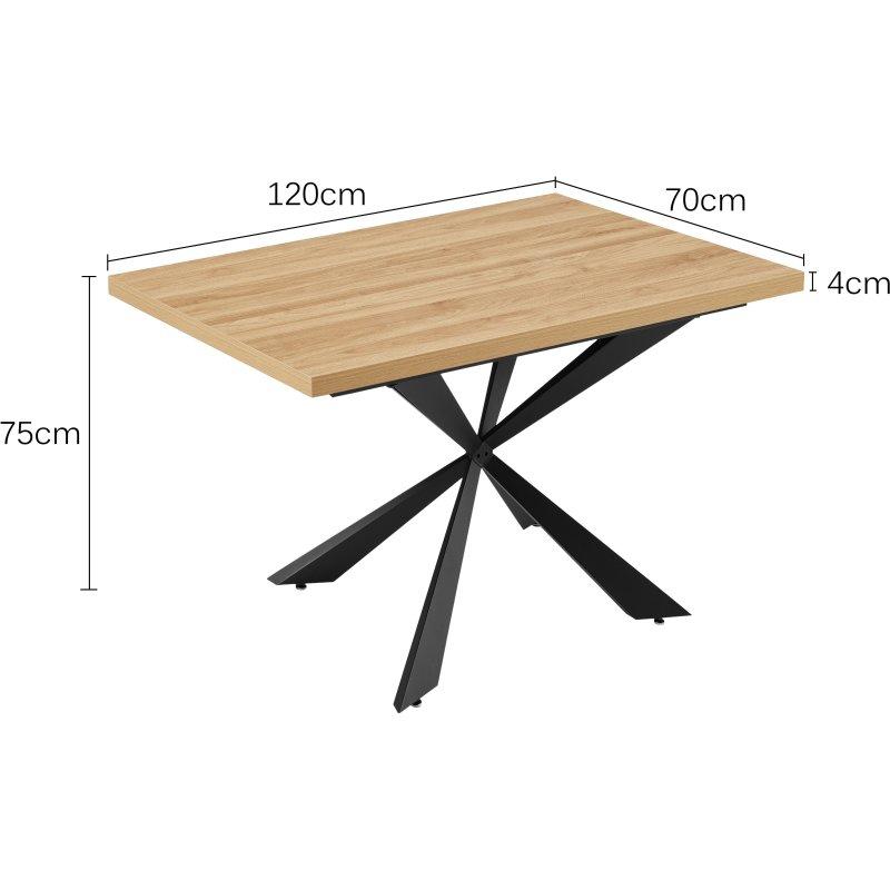 Doğal Kavak Melamin Kaplama Siyah Ayaklı Dikdörtgen Bohem Yemek Masası - 120x70 cm - 236987