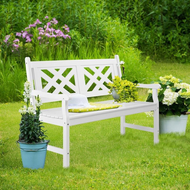 Doğal Masif Ahşap Geometrik Sırtlı Bahçe Bankı - 119 cm - 172402