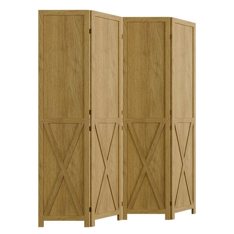 Doğal Masif Ahşap Katlanır Paravan - 170x161 cm - 184812