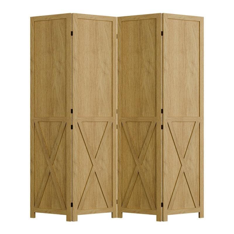 Doğal Masif Ahşap Katlanır Paravan - 170x161 cm - 184812